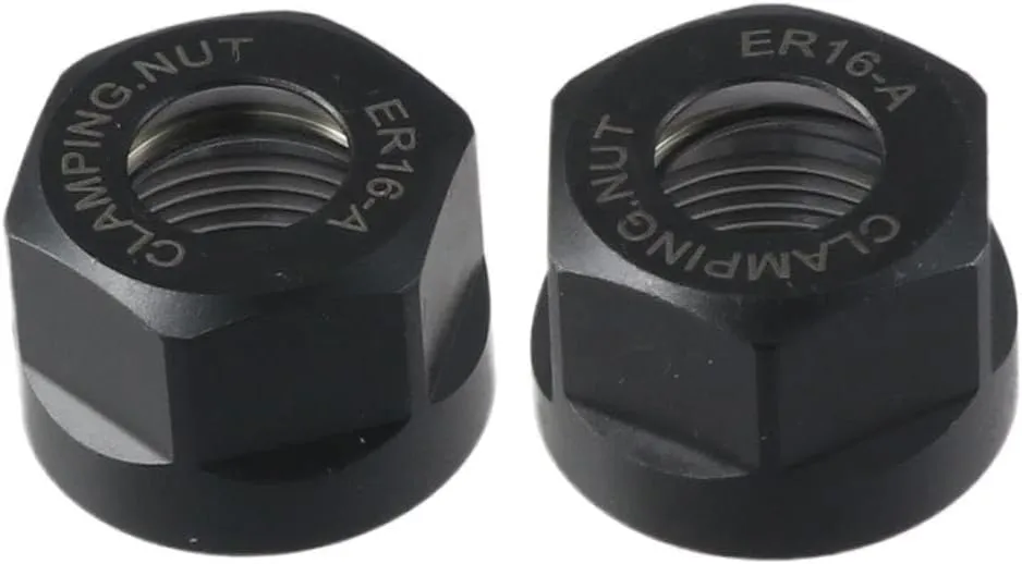 2Pcs ER16 A M22 Collet Nut Type Black Colletion Clamping Nut for CNC Milling Chuck Holder Lathe Thread Nuts Balancing Nut Metal