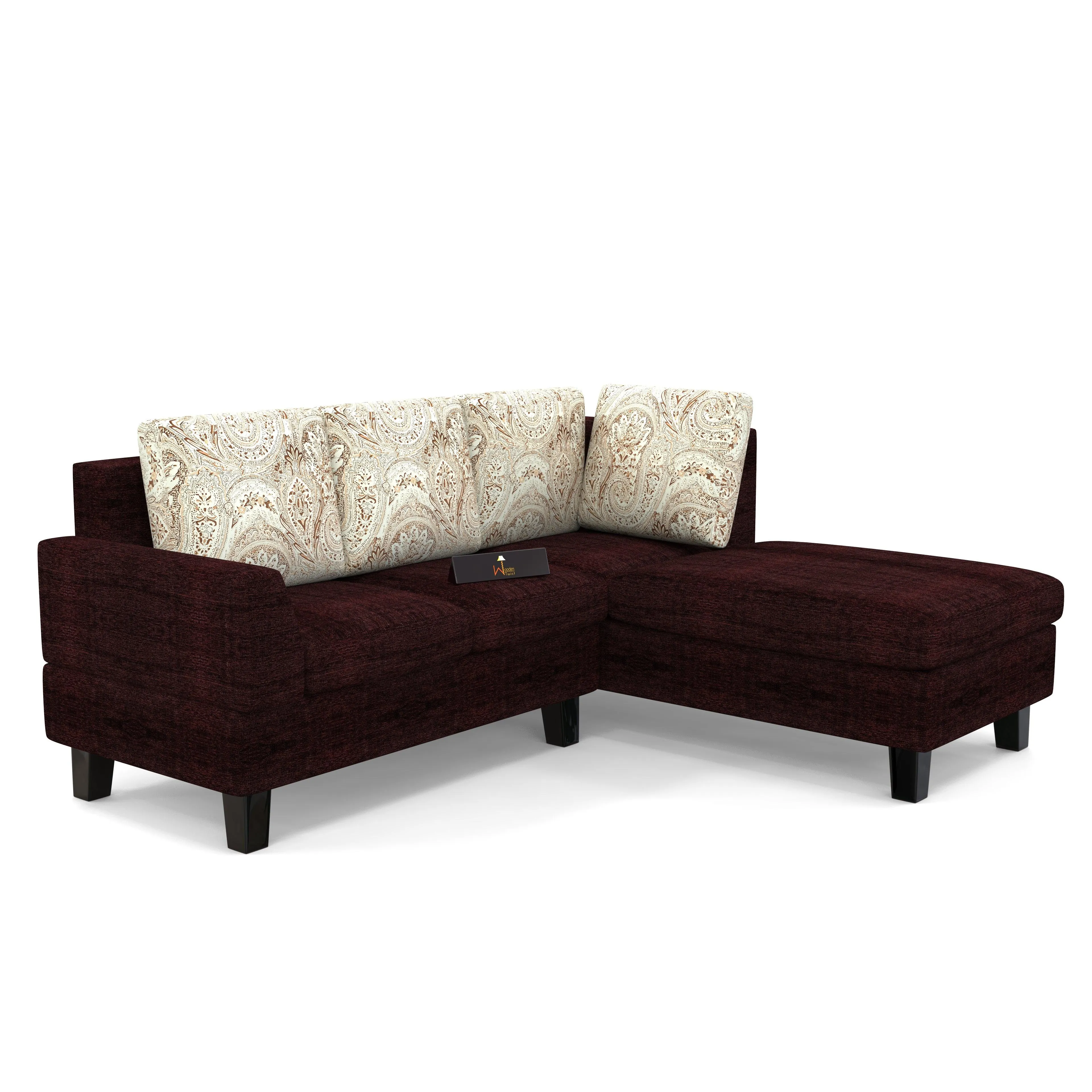 5 Seater L-Shape Sectional Sofa Set with Four Floral Cushion