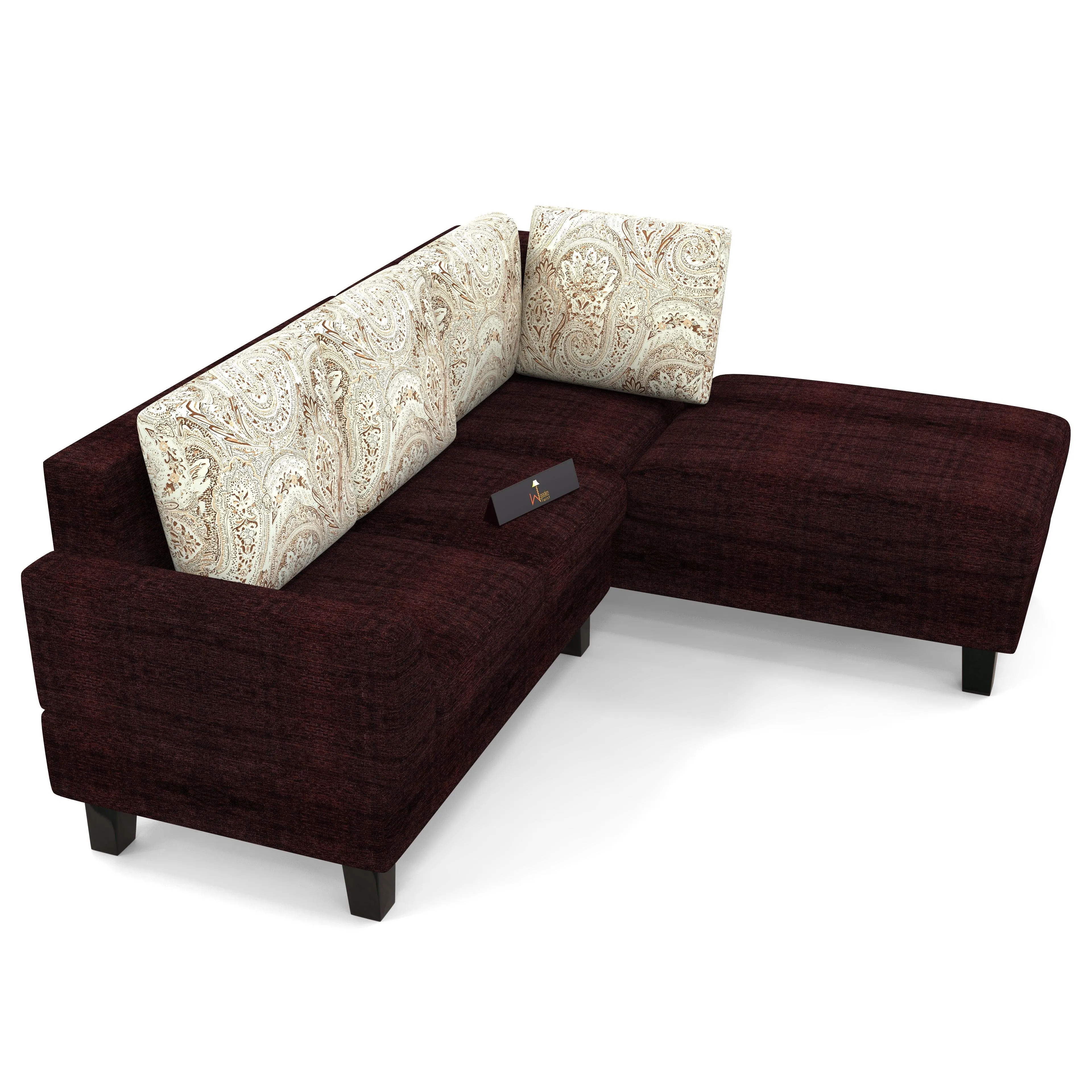 5 Seater L-Shape Sectional Sofa Set with Four Floral Cushion