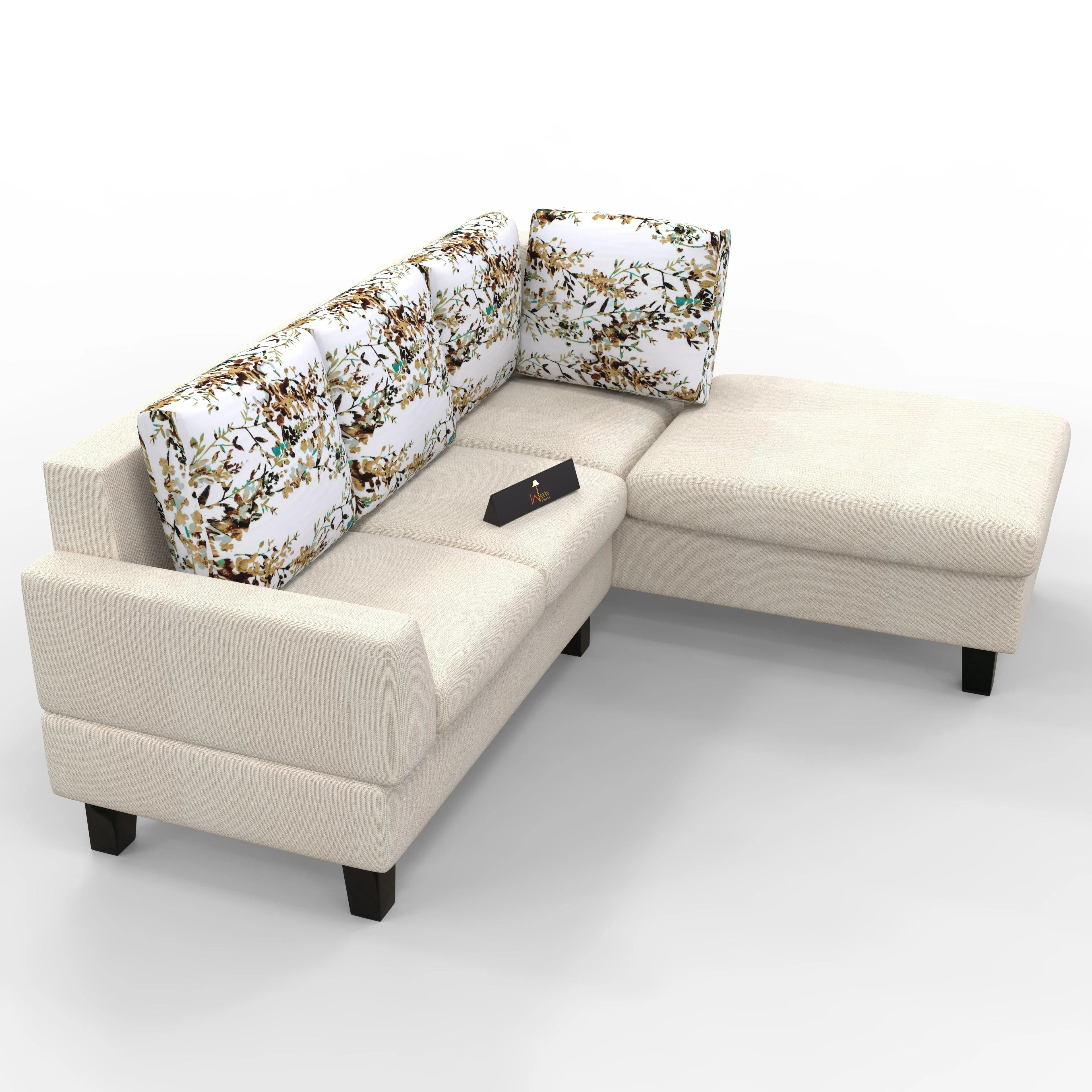 5 Seater L-Shape Sectional Sofa Set with Four Floral Cushion