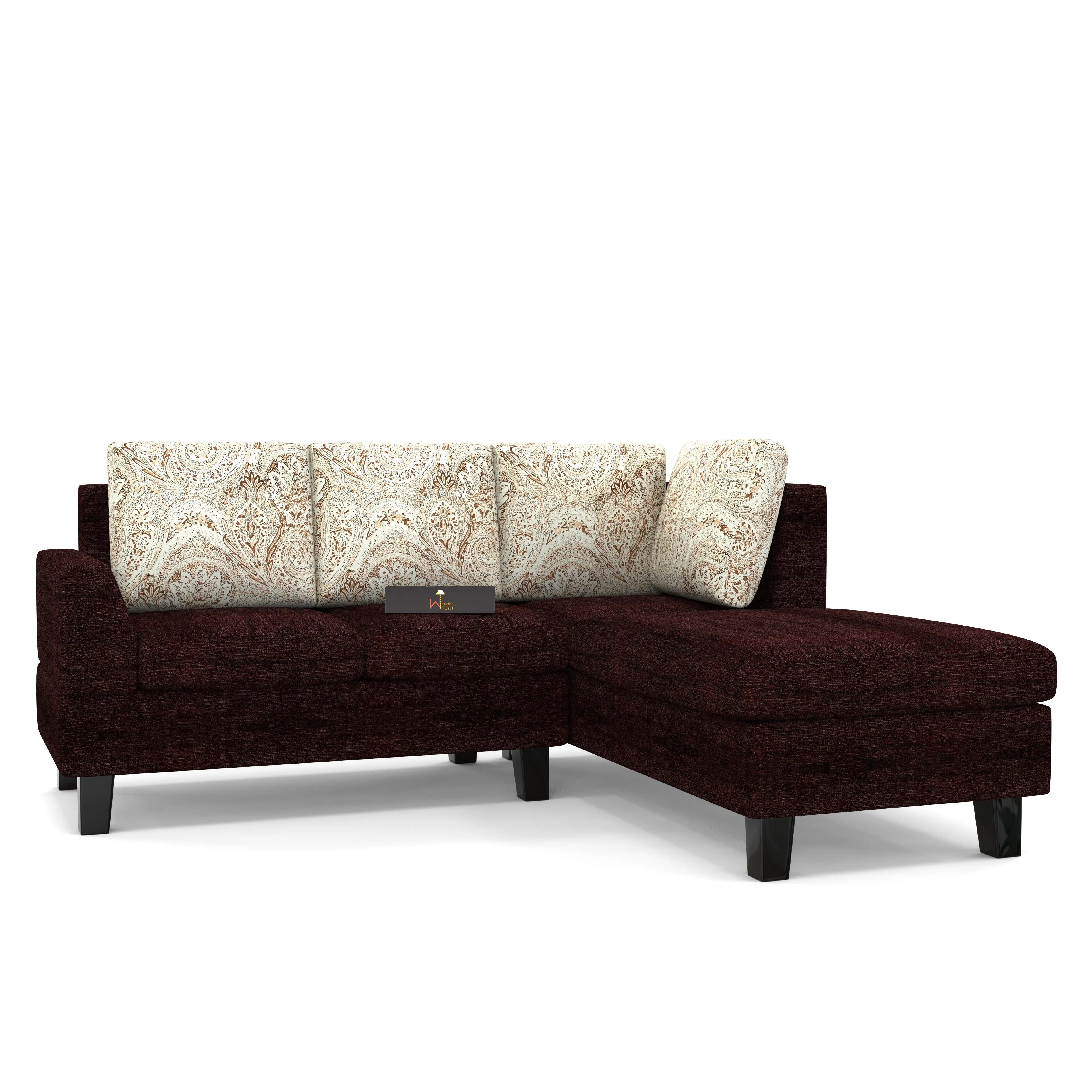 5 Seater L-Shape Sectional Sofa Set with Four Floral Cushion