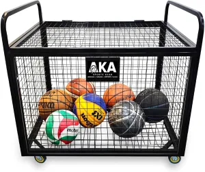 AKA Sports Ball Equpment Cart | Ball Storage for Soccer, Volleyball, Football | Ball Organizer | Ball Rack with Wheels