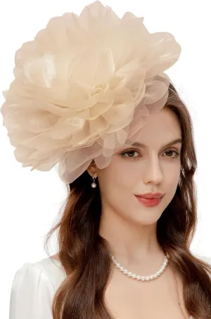 BABEYOND Fascinators Hats for Women - Tea Party Kentucky Fascinator Derby Hat Mesh Flower Fluffy Headband with Hair Clip