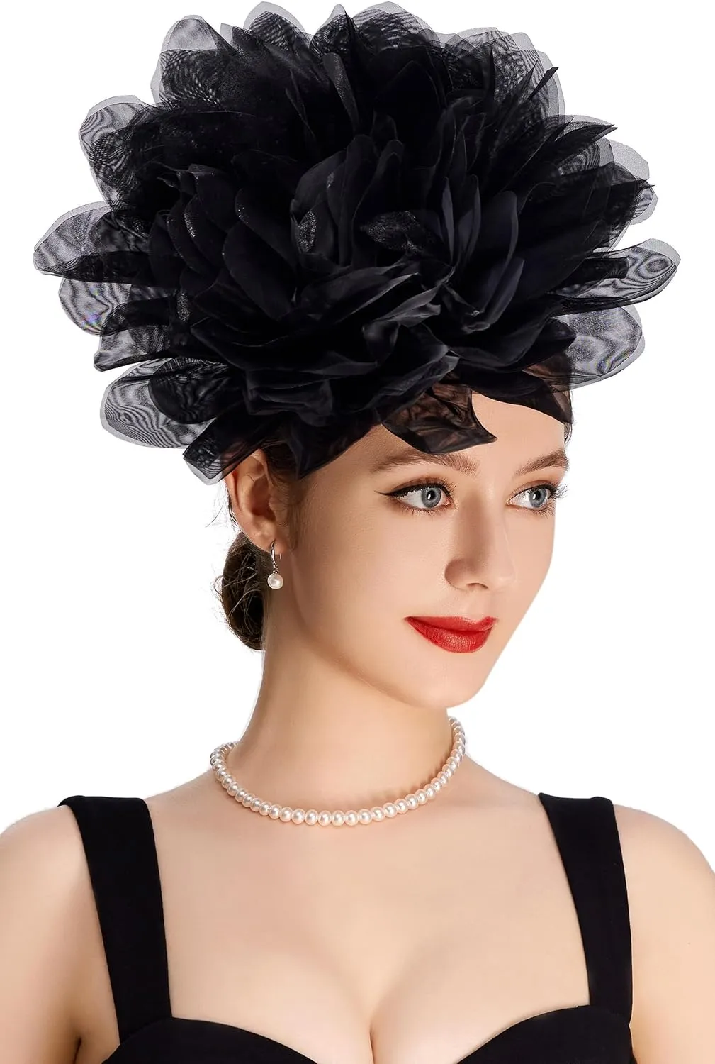BABEYOND Fascinators Hats for Women - Tea Party Kentucky Fascinator Derby Hat Mesh Flower Fluffy Headband with Hair Clip