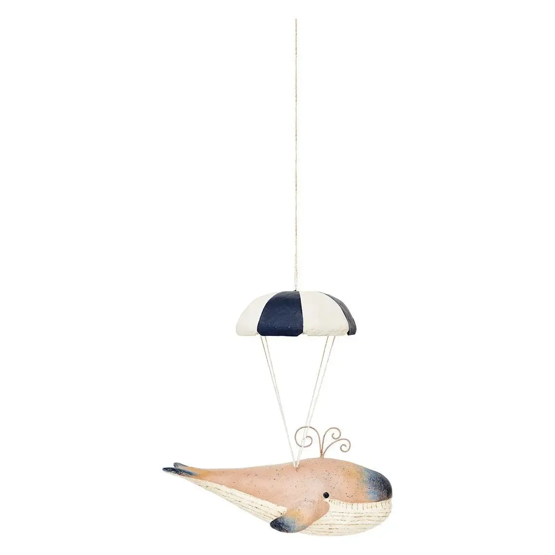 Ballena en papel maché para colgar. 'Paracaidas' - D7174