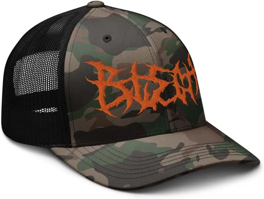 Blegh Camo Trucker Hat, Gift for Metalheads, Metal Music Festival Hat, Metalcore Deathcore Fans