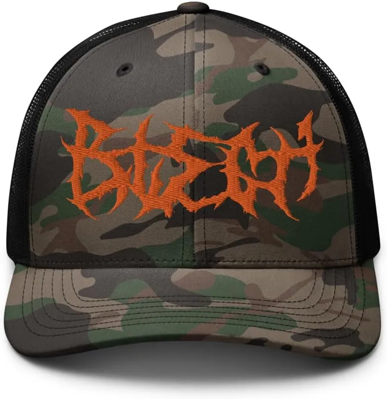 Blegh Camo Trucker Hat, Gift for Metalheads, Metal Music Festival Hat, Metalcore Deathcore Fans