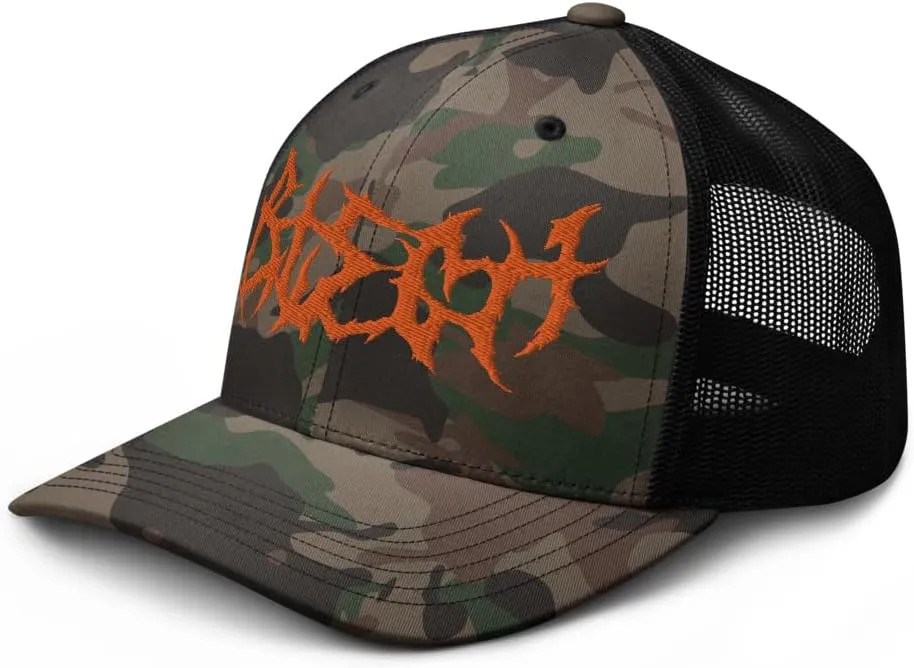 Blegh Camo Trucker Hat, Gift for Metalheads, Metal Music Festival Hat, Metalcore Deathcore Fans