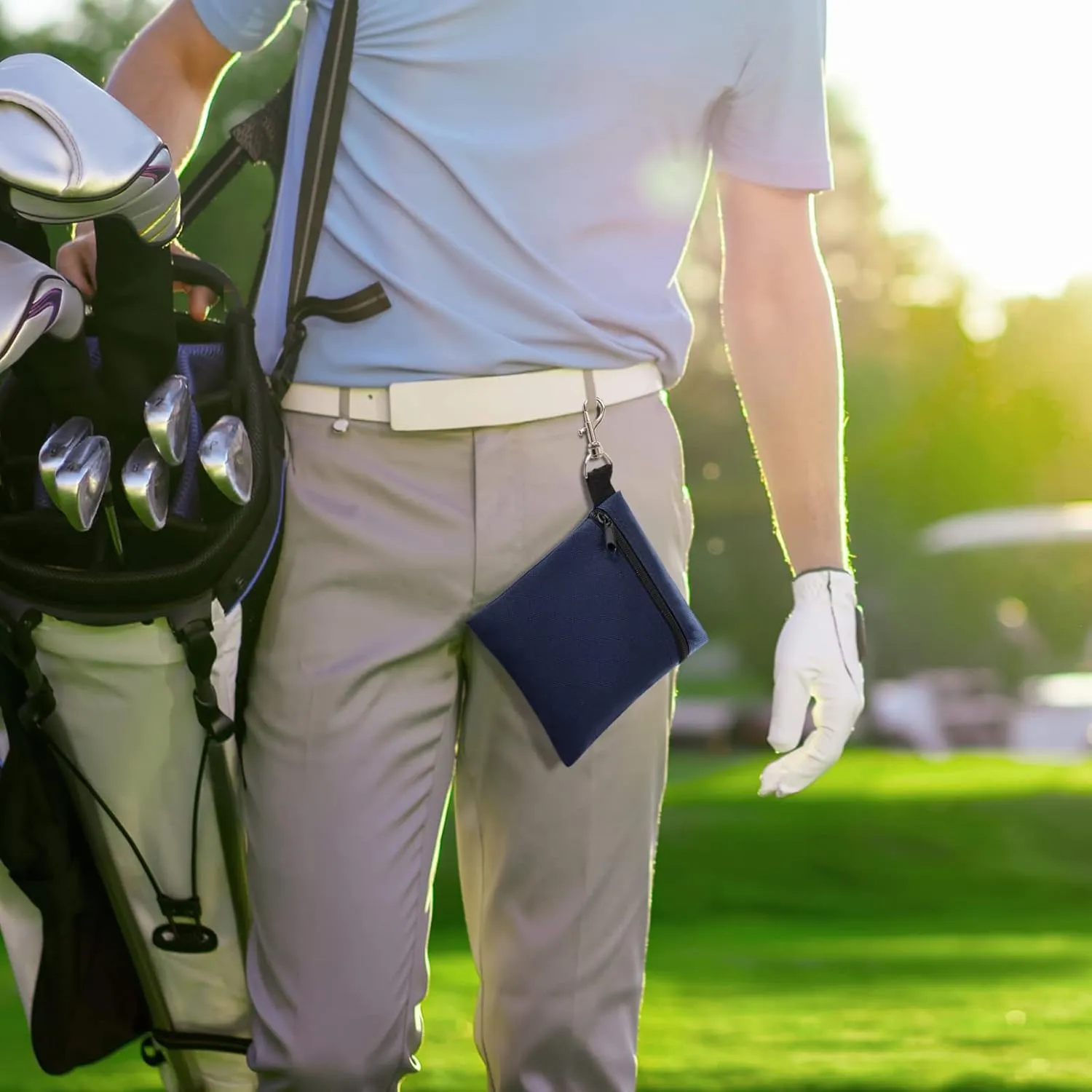 BuyAgain Golf Tee Pouch, 5.62 X 6.87 Inch Professional Zipper Golf Tee/Ball Pouch Bag with Metal Lobster Claw Clip