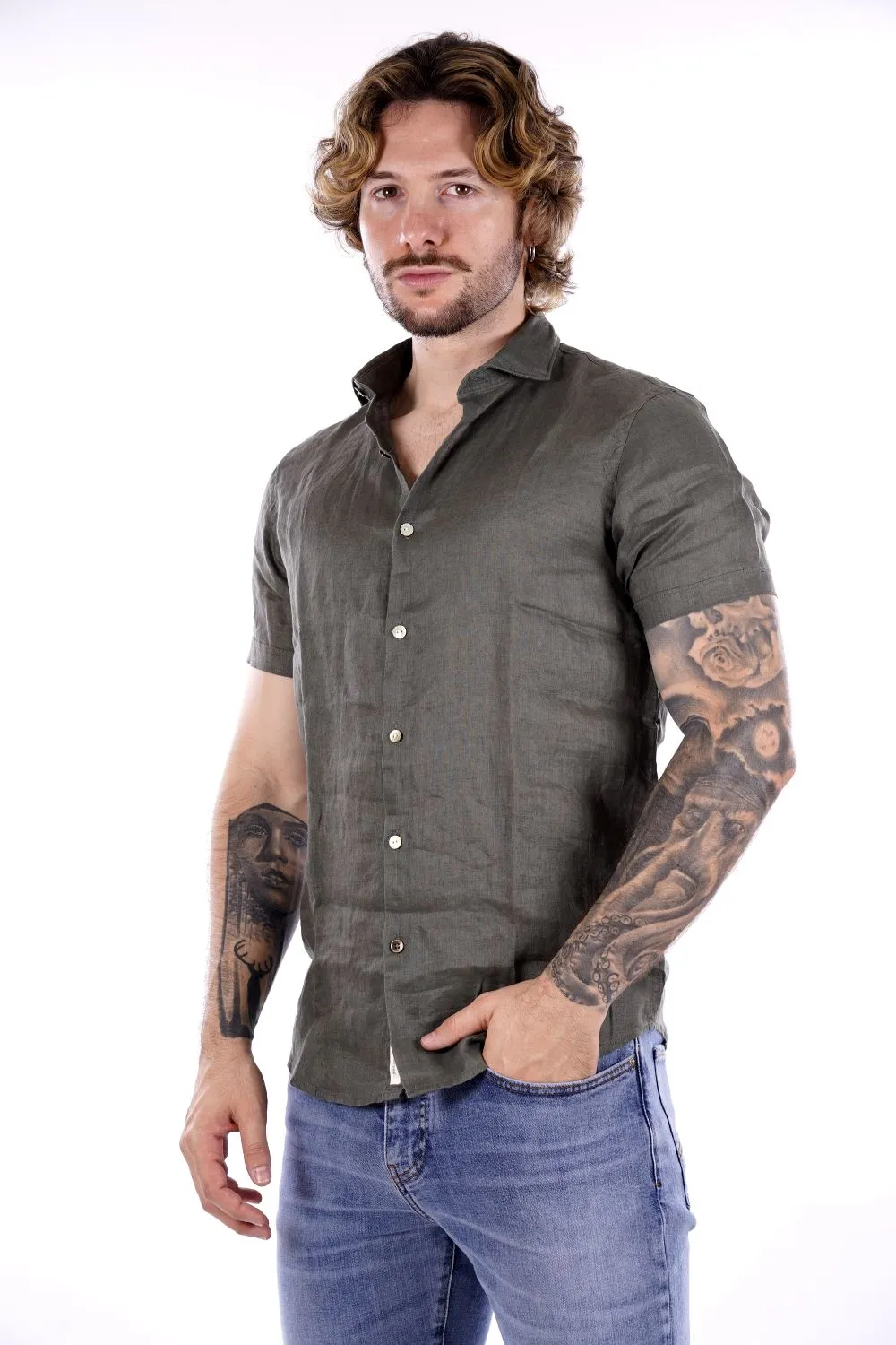 Camicia YES-ZEE da Uomo - verde C703UP000905