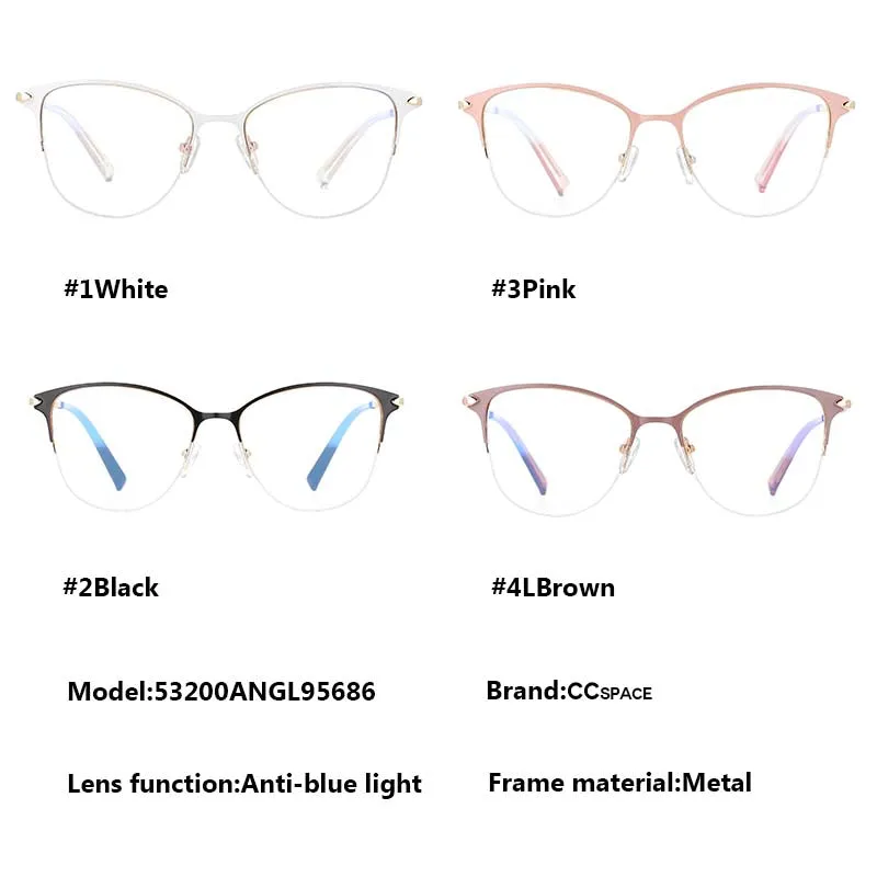 CCspace Unisex Full Rim Cat Eye Alloy Resin Frame Eyeglasses 53200