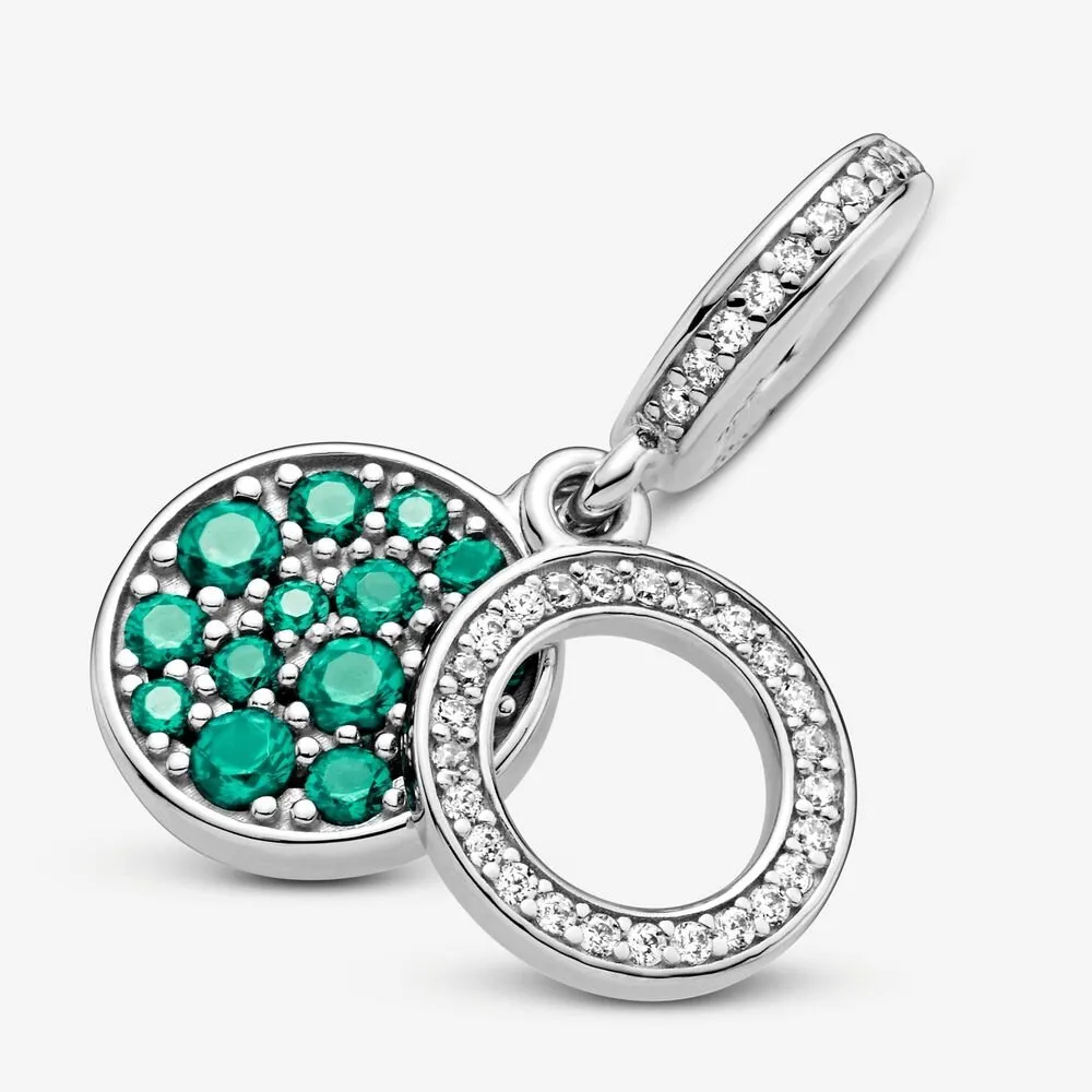 Charm pendente doppio con disco verde scintillante - 799186c02