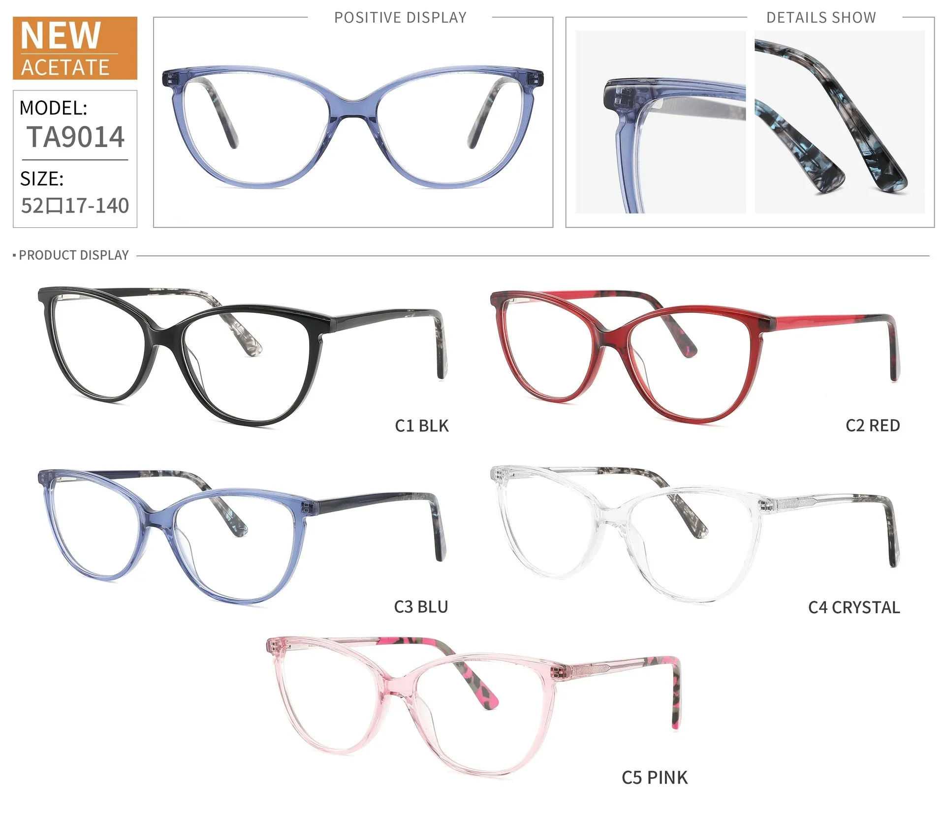 Chashma Ochki Women's Full Rim Square Cat Eye Acetate Eyeglasses 9014