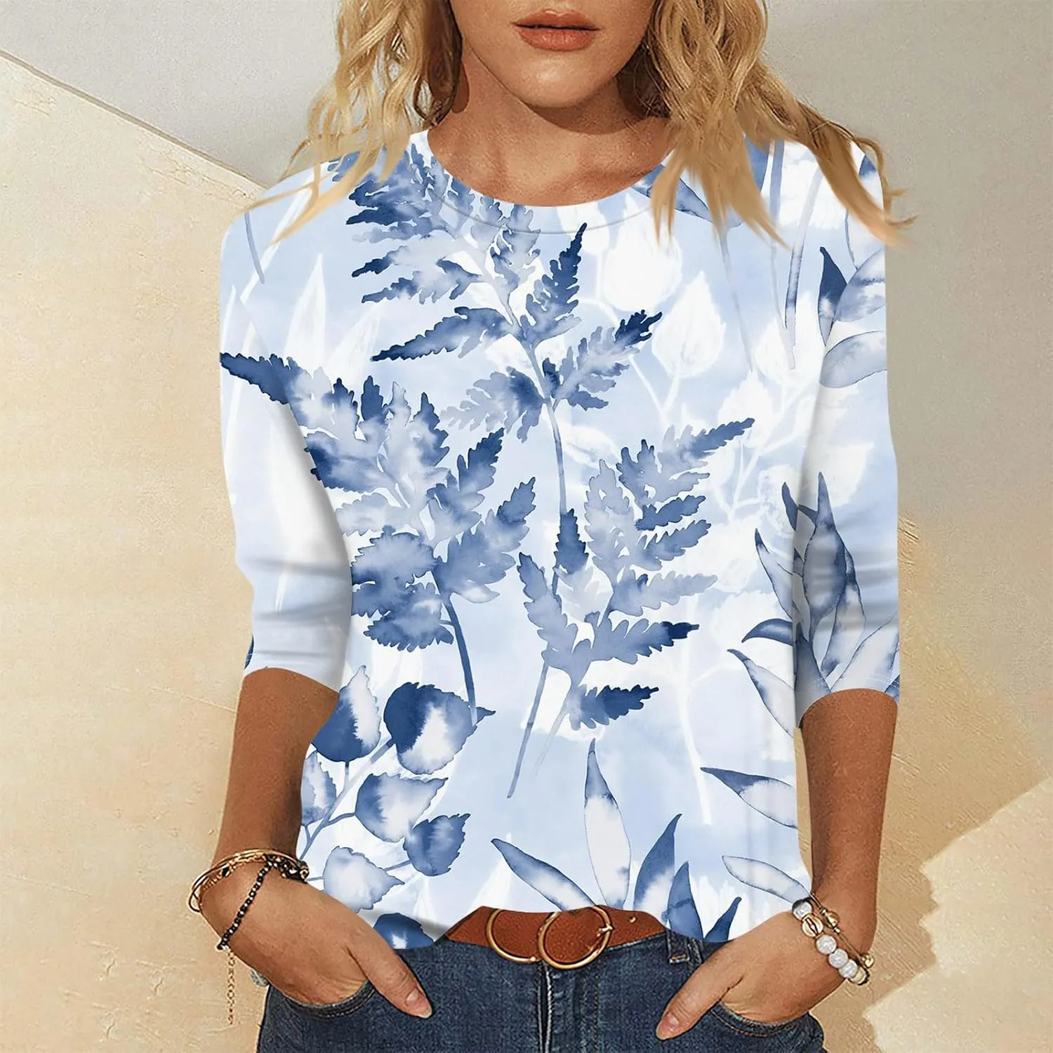 ChicCrate Womens Tops 3/4 Sleeve T-Shirts Crew Neck Loose Casual Tunic Blouses Fashion 2025 Shirts Graphic Tees