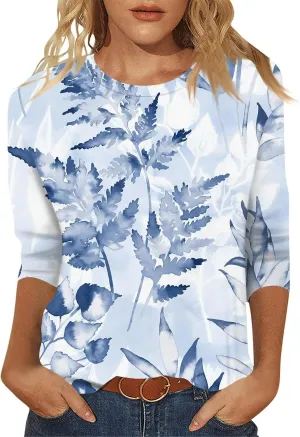 ChicCrate Womens Tops 3/4 Sleeve T-Shirts Crew Neck Loose Casual Tunic Blouses Fashion 2025 Shirts Graphic Tees