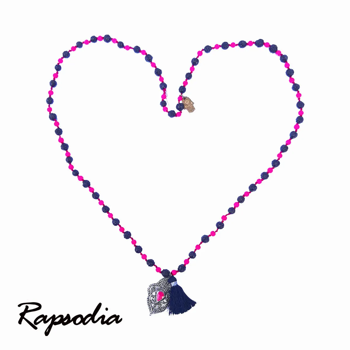 Collar Largo Rapsodia Negro con Fucsia