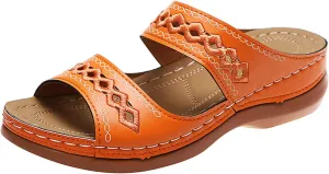 Comfortable Sandals for Women Open Toe Slip On Wedge Slides Arch Support Orthopedic Sandal Memory Foam Summer Shoes