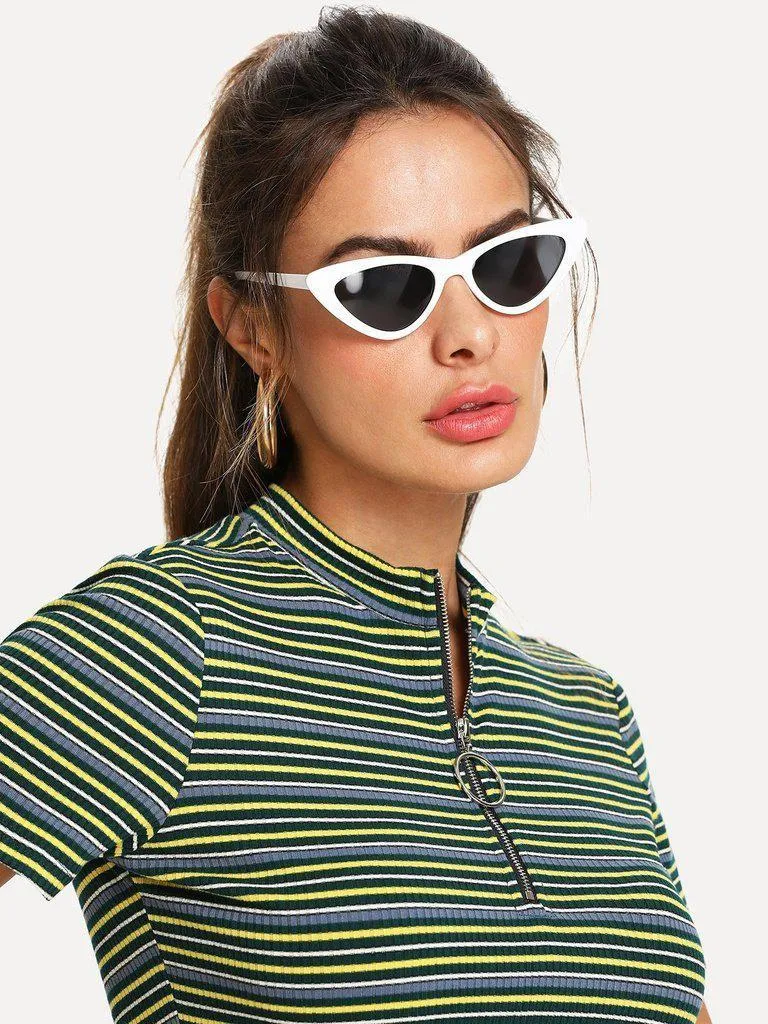 Contrast Frame Cat Eye Sunglasses