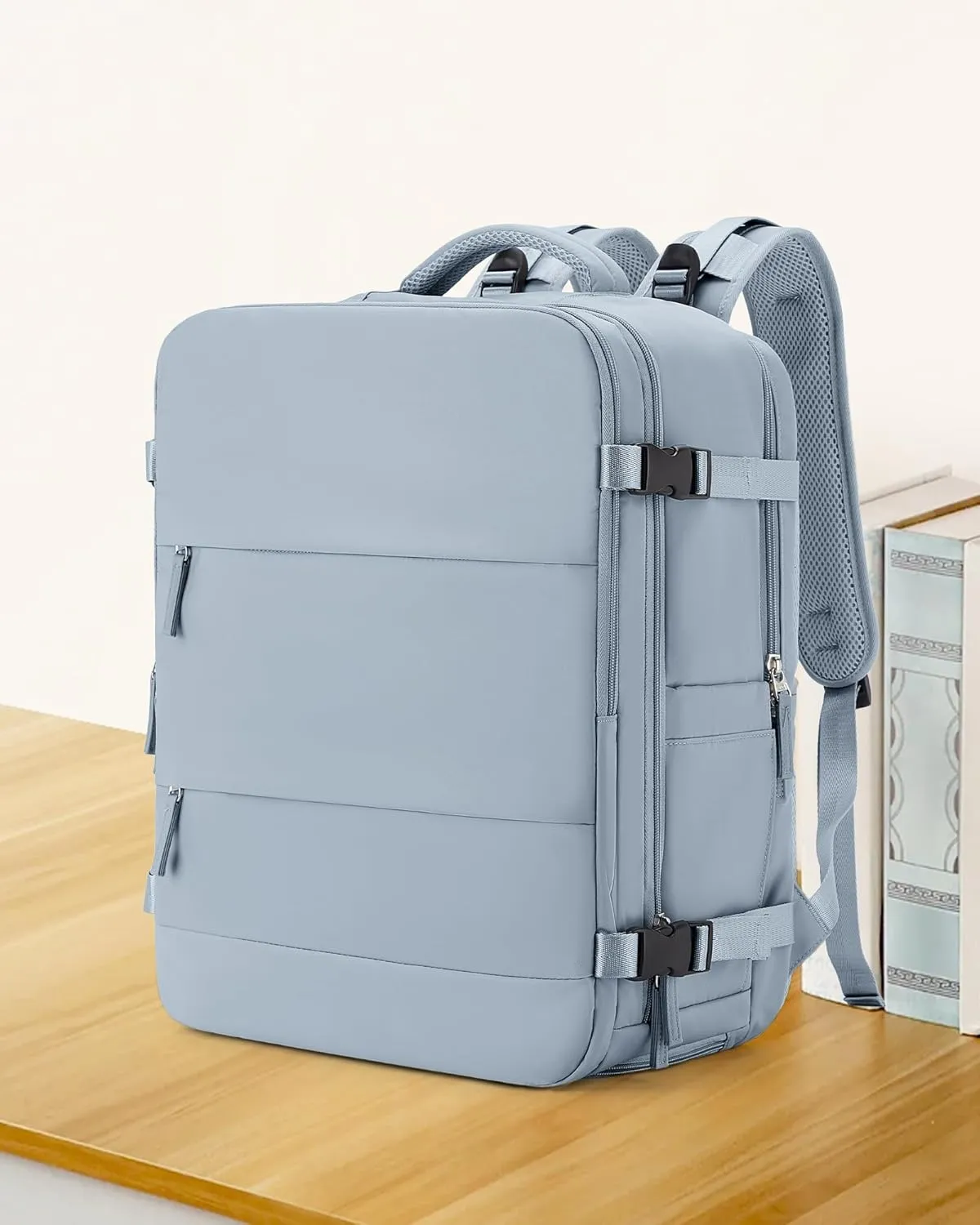 coowoz Large Travel Backpack Carry On for Women Man Waterproof Gym Backpack with Laptop Compartment Mochila de Viaje Teacher Personal Item Backpacks Rucksack Airplane Accessories Must Haves Gray Blue