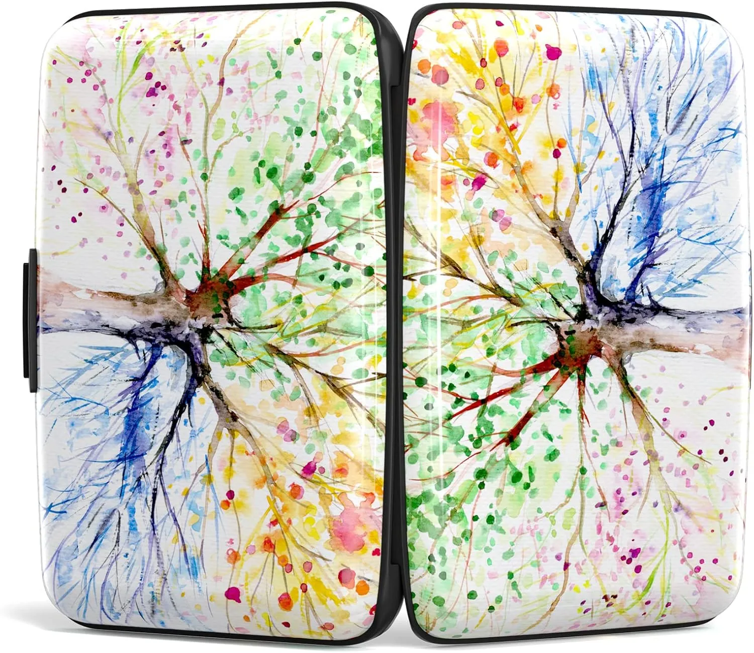 Credit Card Holder for Women, Mini RFID Metal Credit Cards Wallet Cute Pocket Business Card Holder ID Case, Pink Tree of Life
