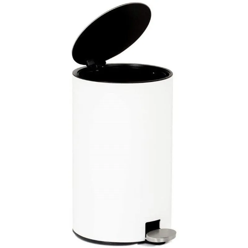 Cubo basura metal/blanco 12L