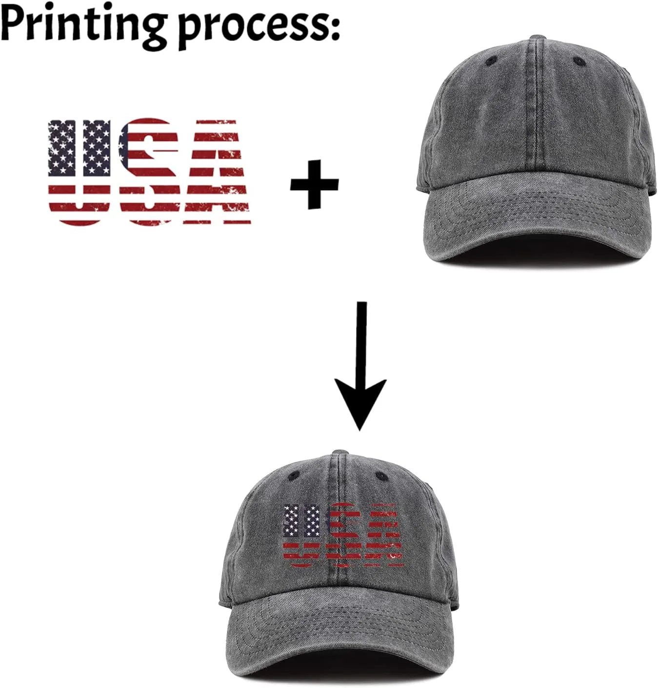 Custom Your Picture Text Logo Unisex Vintage Washed Personalized Plain Adjustable Denim Hat Baseball Cap