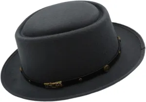DHAEY 1pcs Dad Wool Flat Fedora Hat Fashion Women Men Pork Pie Hat for Gentleman Gambler Fascinator Trilby Hat, Size 58CM Luopan Caps & Hats (Color : Gris, Size : 56-58cm)