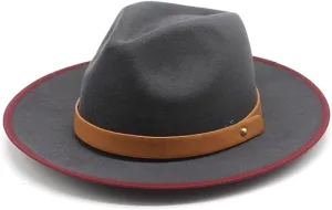 DHAEY Autumn and Winter Leisure Belt Woolen Felt Jazz Hat, Outdoor Shopping Concave Shape Warm Wool Felt Hat Luopan Caps & Hats (Color : Gris, Size : 56-58cm)