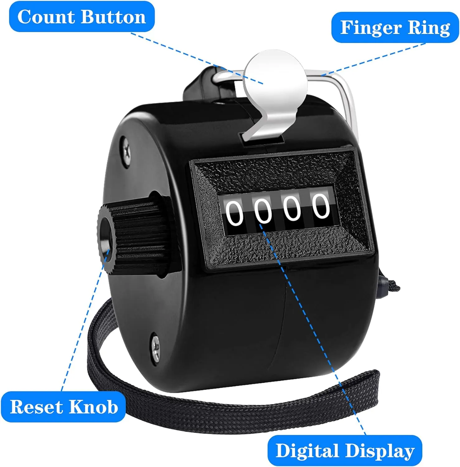 FEBSNOW Handheld Tally Counter Clicker 4 Digital Number Click Counter for School Event Golf Sports Office Stadium
