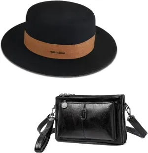 Fedora Hats for WomenWide Brim Fedora Hats for WomenUniform Women Fedora Hat and Bag Combination