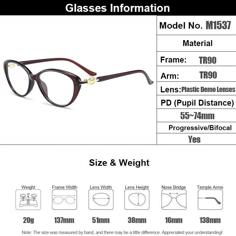 Gmei Women's Eyeglasses Ultralight Tr90 Cat Eye M1537
