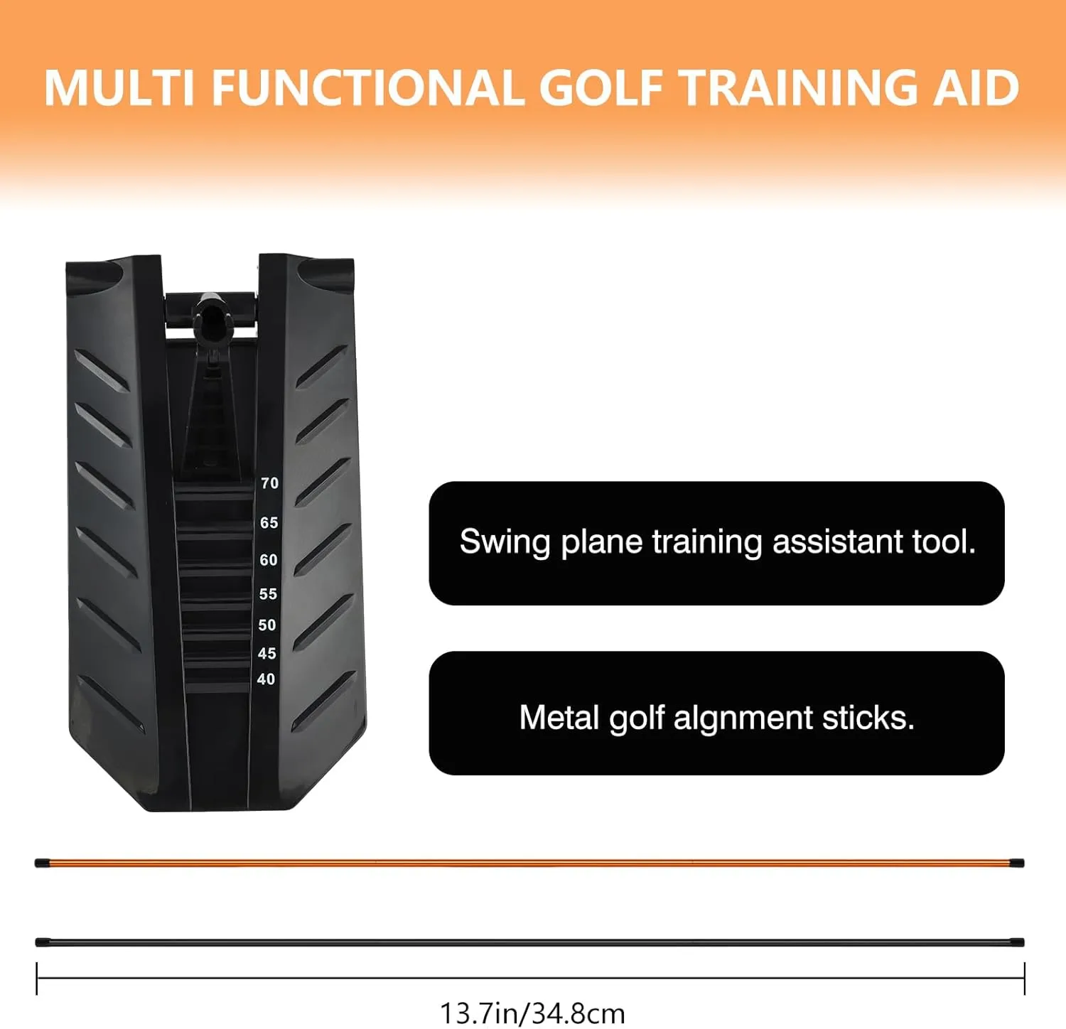 Golf Alignment Stick Holder, Golf Training Aid Teaching Equipment for Aiming, for Aiming, Putting, Full Swing Trainer, Posture Corrector, Golf Swing Trainer with Metal Sticks