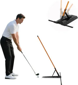 Golf Alignment Stick Holder, Golf Training Aid Teaching Equipment for Aiming, for Aiming, Putting, Full Swing Trainer, Posture Corrector, Golf Swing Trainer with Metal Sticks