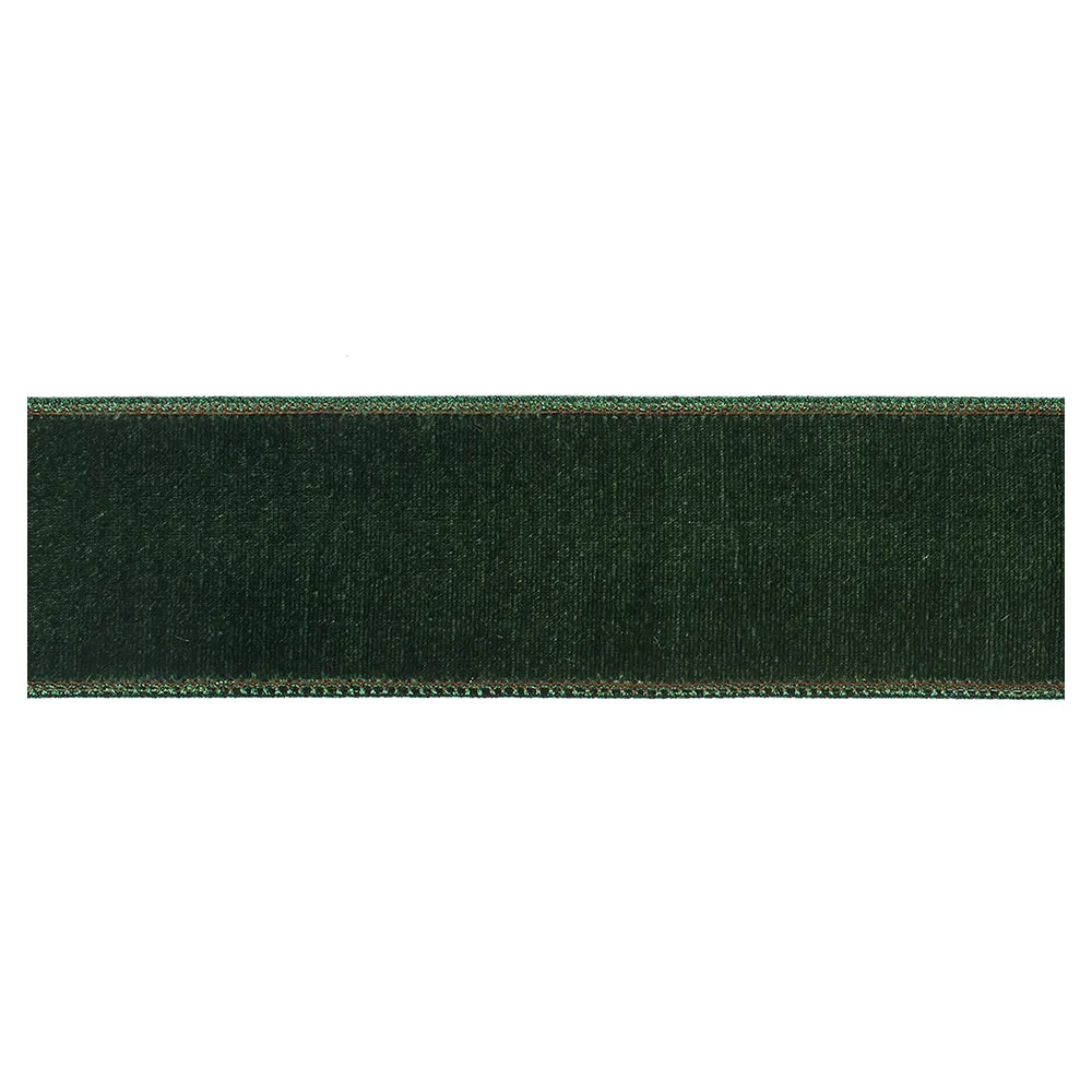 GOODWILL Rotolo nastro natalizio effetto velluto verde