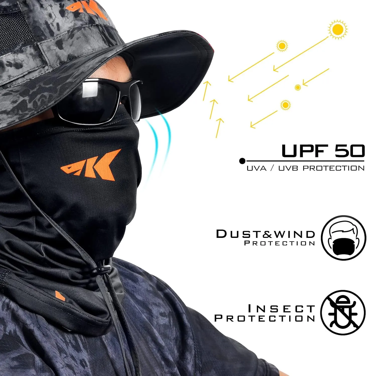 KastKing Sol Armis Neck Gaiter - UPF 50 Face Mask - UV Sun Protection Mask for Men & Women, Fishing, Hiking