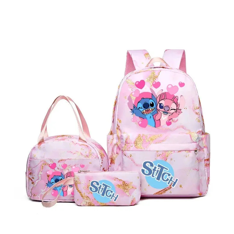 Kit Mochila Escolar Estampa Animada e Bolsa Extra - Grande Capacidade