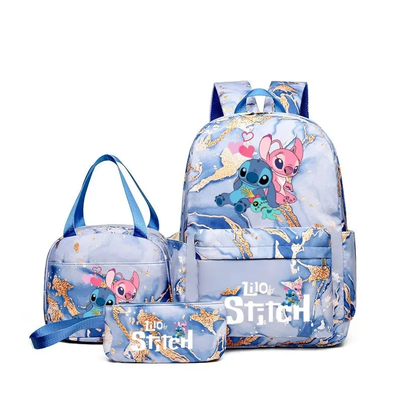 Kit Mochila Escolar Estampa Animada e Bolsa Extra - Grande Capacidade