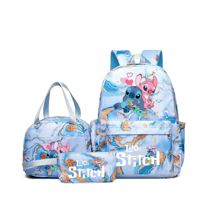 Kit Mochila Escolar Estampa Animada e Bolsa Extra - Grande Capacidade