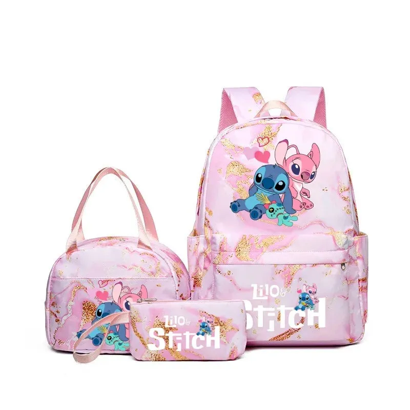 Kit Mochila Escolar Estampa Animada e Bolsa Extra - Grande Capacidade