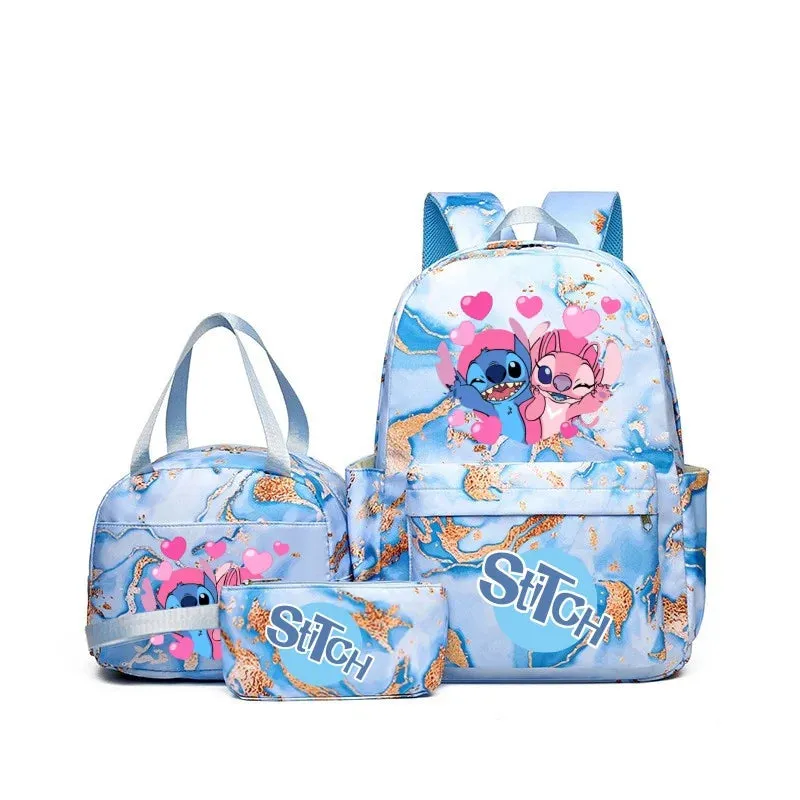 Kit Mochila Escolar Estampa Animada e Bolsa Extra - Grande Capacidade