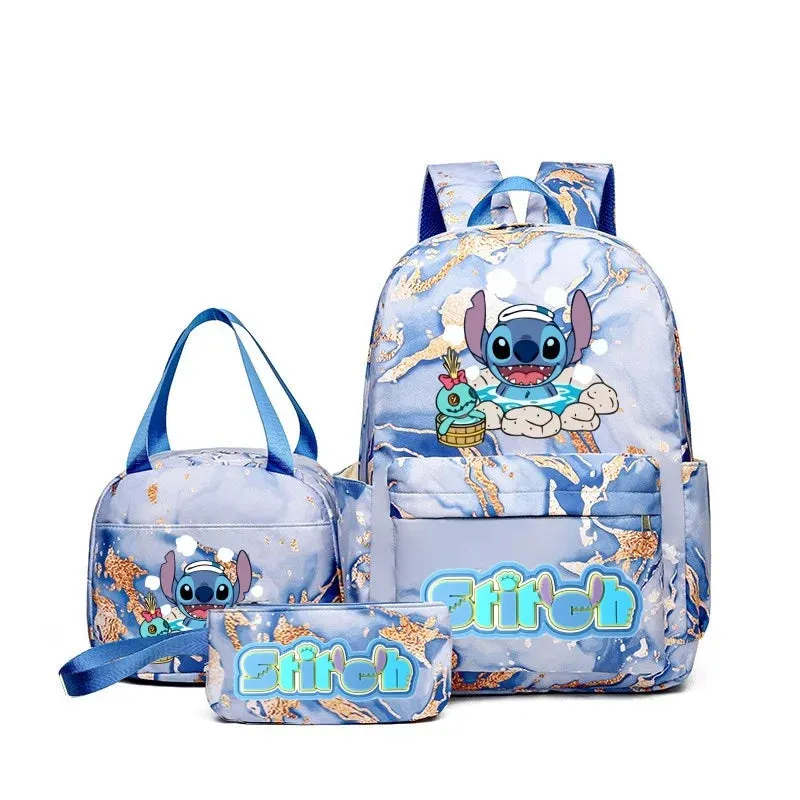 Kit Mochila Escolar Estampa Animada e Bolsa Extra - Grande Capacidade