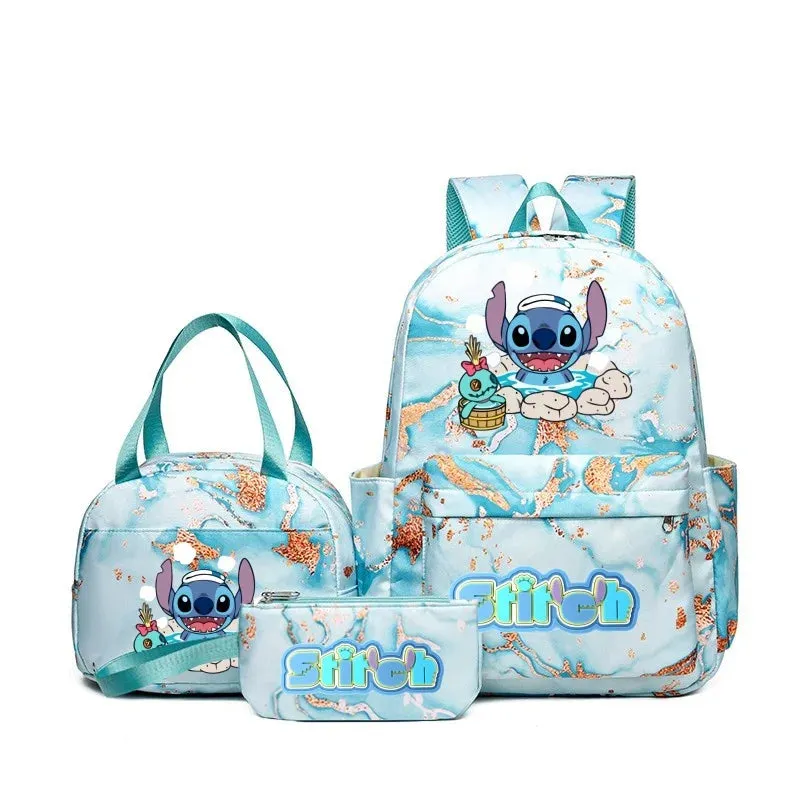 Kit Mochila Escolar Estampa Animada e Bolsa Extra - Grande Capacidade
