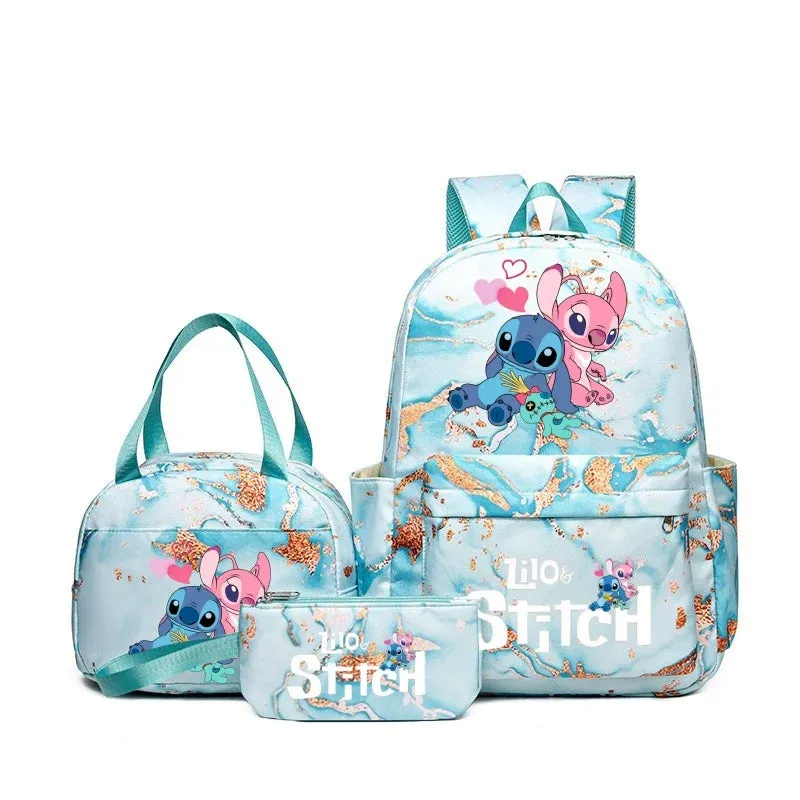 Kit Mochila Escolar Estampa Animada e Bolsa Extra - Grande Capacidade