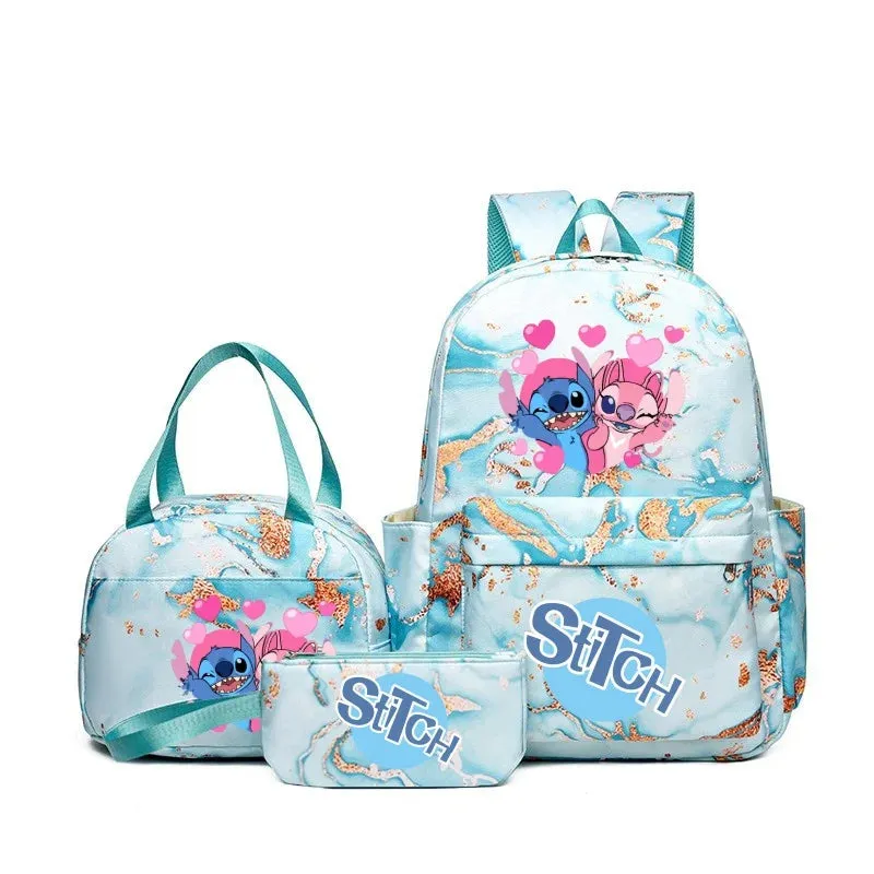 Kit Mochila Escolar Estampa Animada e Bolsa Extra - Grande Capacidade