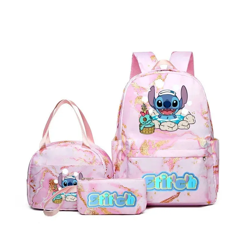 Kit Mochila Escolar Estampa Animada e Bolsa Extra - Grande Capacidade