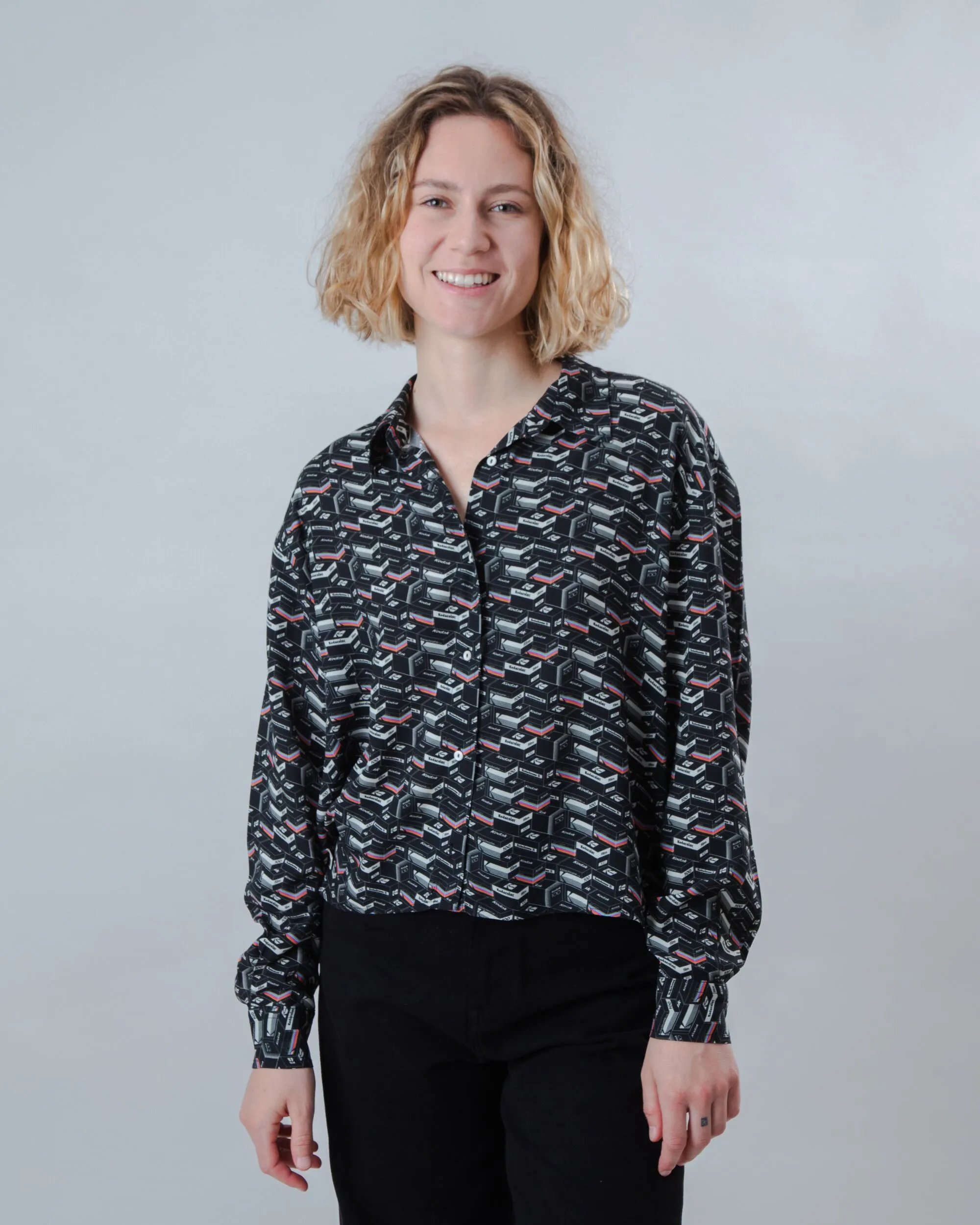 Kodak Boxy Film Viscose Blouse Black