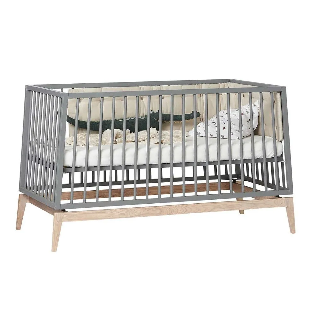 Lit Bébé Luna, 140x70 Cm, Gris/chêne
