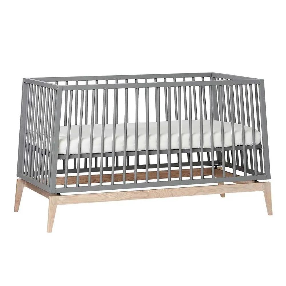 Lit Bébé Luna, 140x70 Cm, Gris/chêne