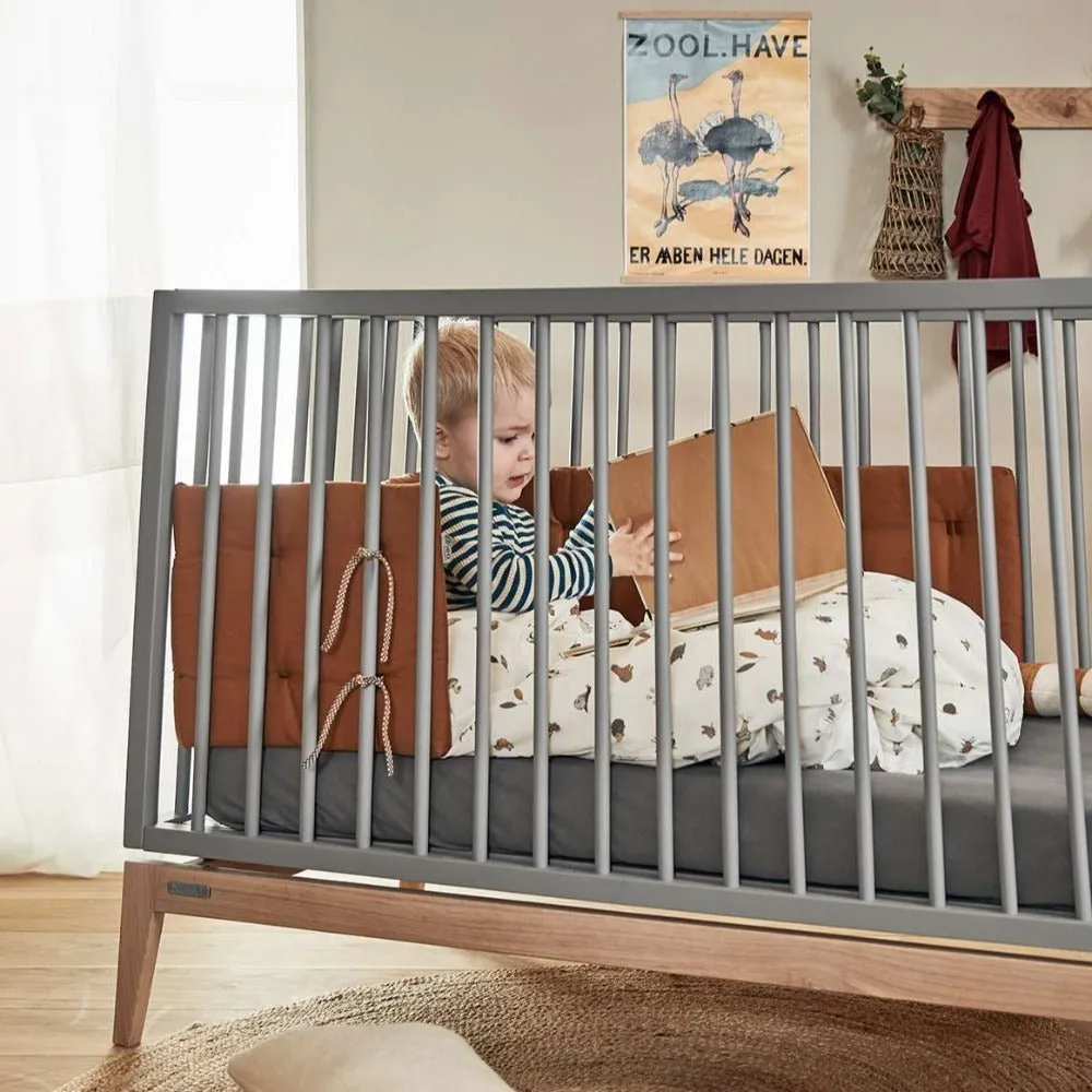 Lit Bébé Luna, 140x70 Cm, Gris/chêne