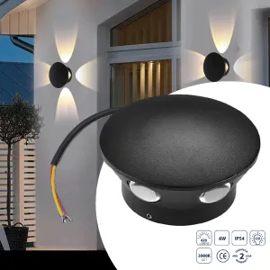 Lámpara De Pared Exterior LED Negra 6W 3000K 420Lm. 120X55mm. Iluminación Cálida Para Exteriores. Luminaria.